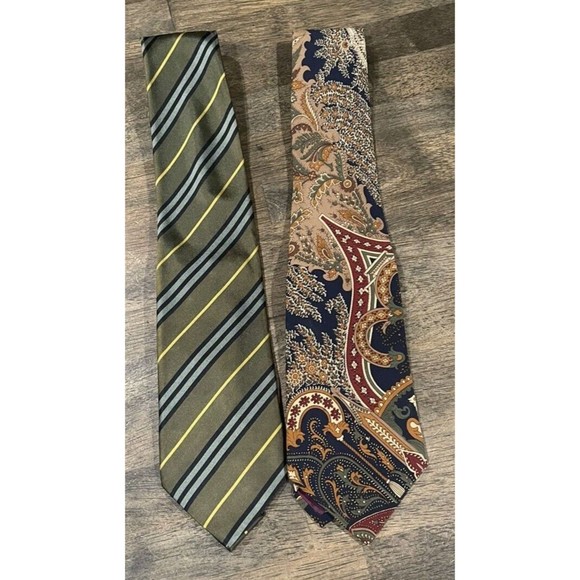 !POLO RALPH LAUREN! and * Burberry* Neck Tie Bundle 100% silk Stripe/Paisley EUC - Picture 2 of 13
